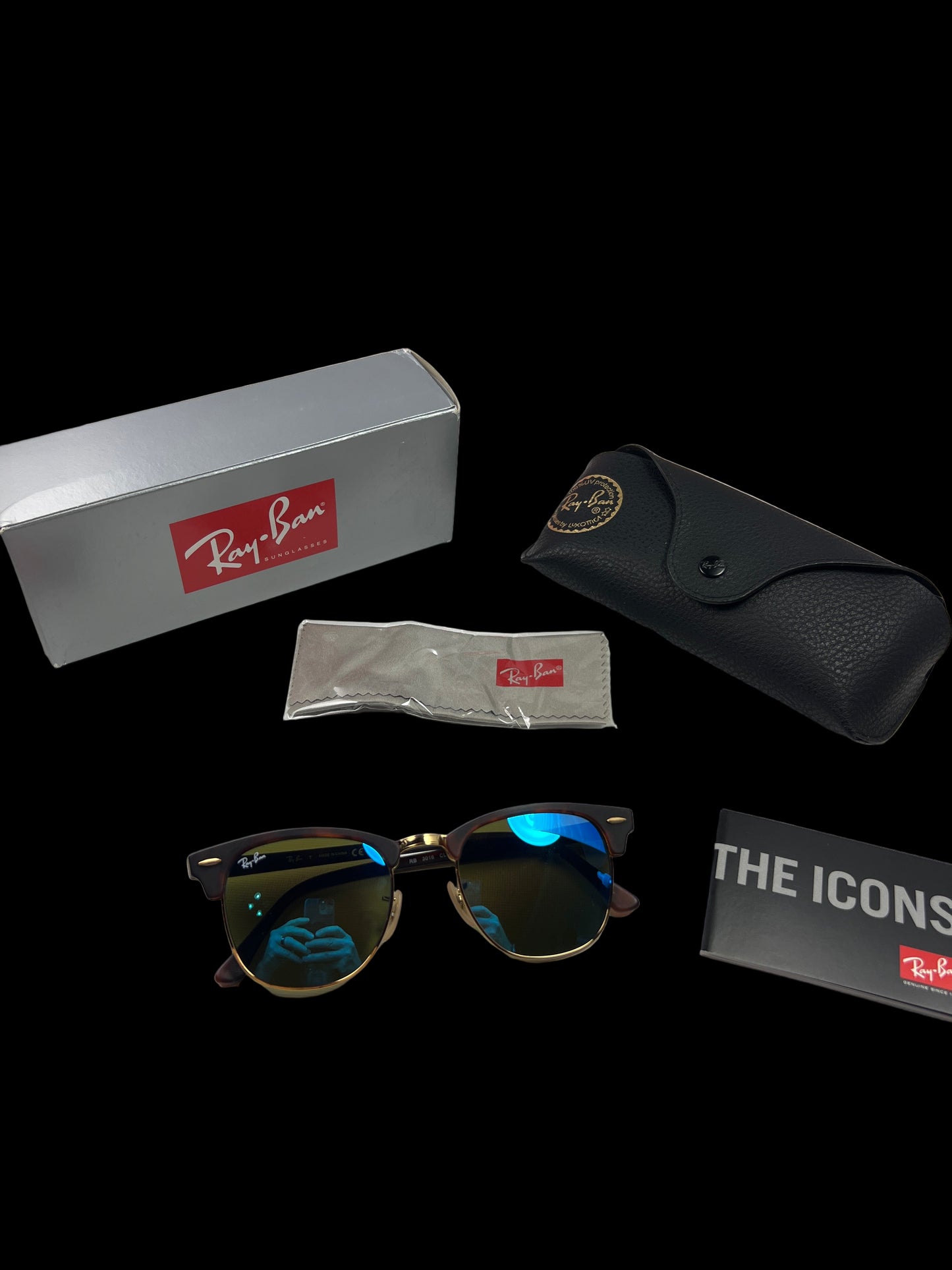 Ray-Ban 3016 in Havana Brown with blue mirror lenses