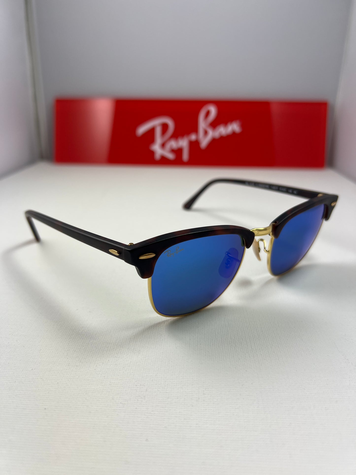 Ray-Ban 3016 in Havana Brown with blue mirror lenses