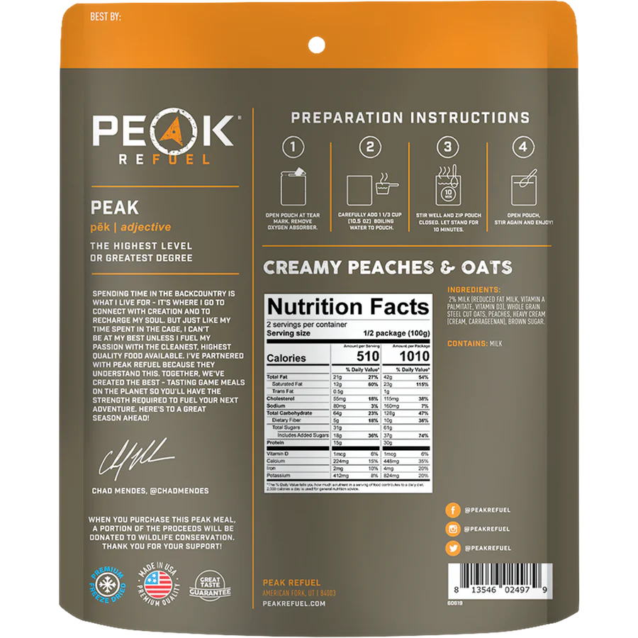 Peaches & Cream Oatmeal by Peak Refuel