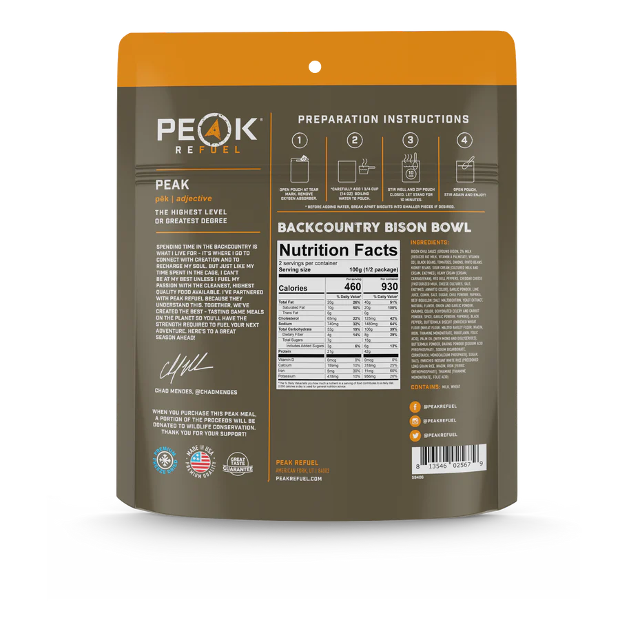 Mendes Backcountry Bison Bowl by Peak Refuel