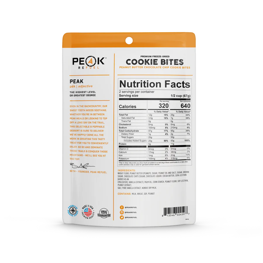 Chocolate Chip Peanut Butter Cookie Dough Bites by Peak Refuel