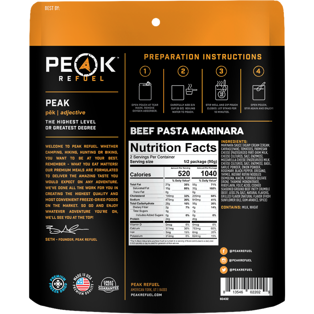 Beef Pasta Marinara by Peak Refuel