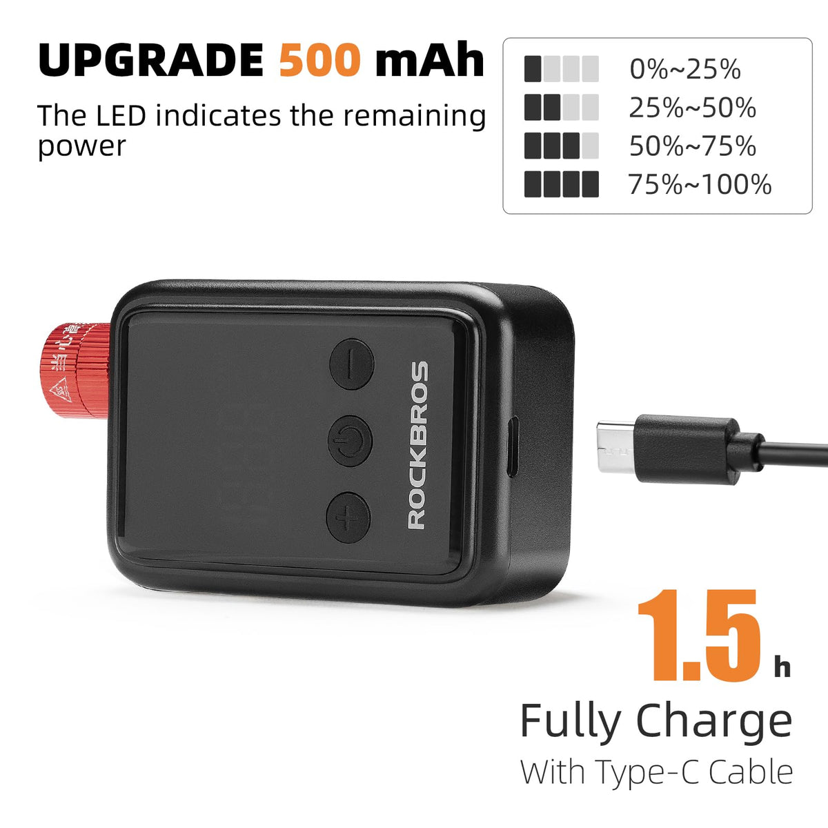 ROCKBROS HW140 Mini Electric Air Bike Tire Pump 150PSI 500mAh