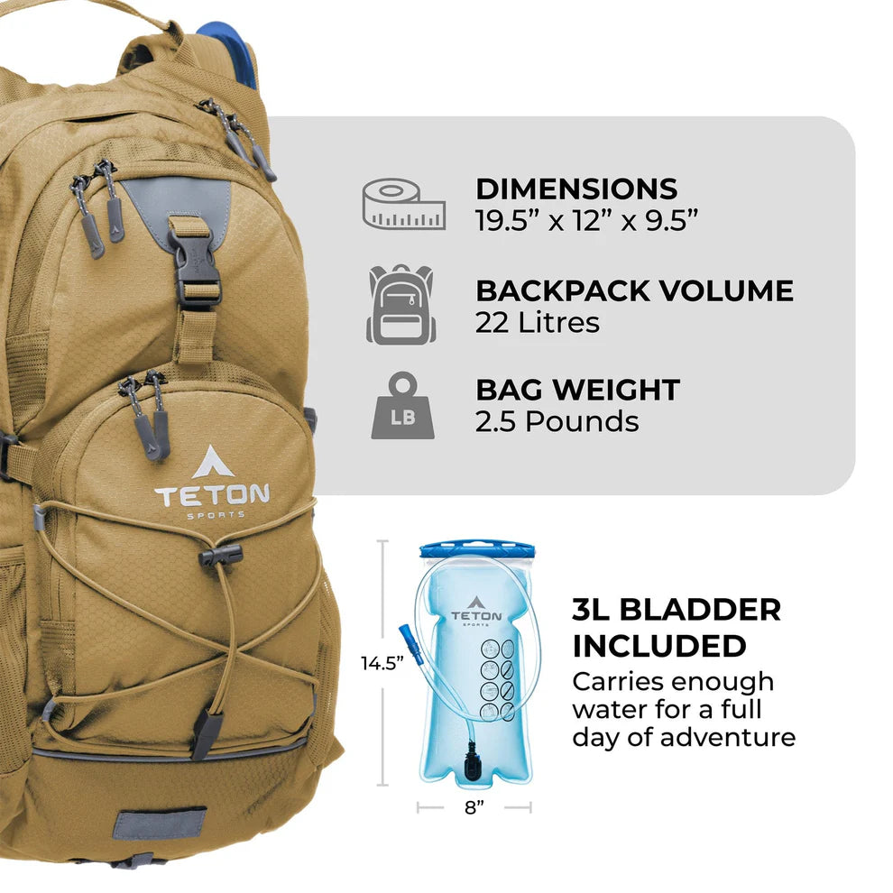 TETON Sports: Oasis 22L Hydration Pack with 3L Bladder in Onyx