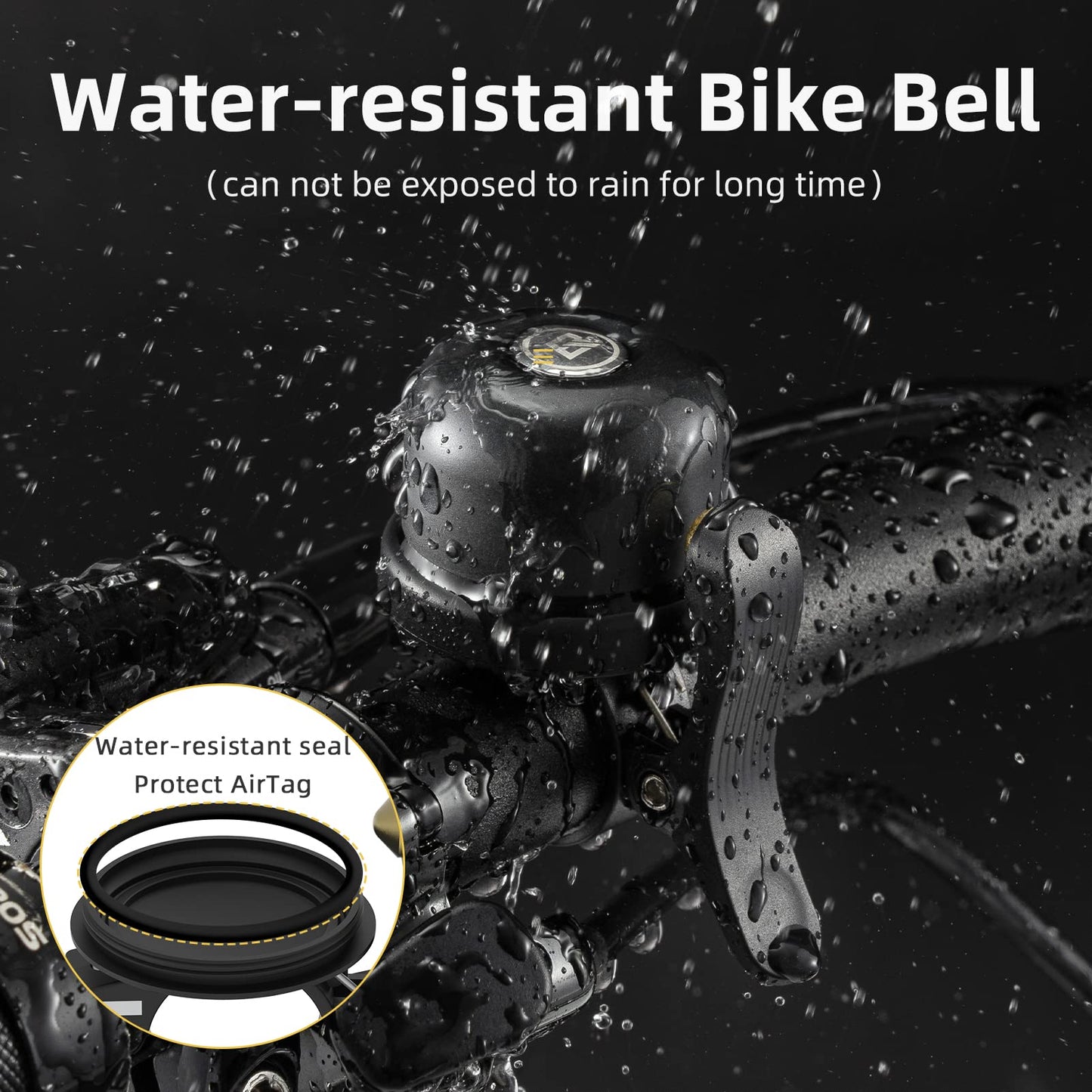 ROCKBROS Hidden AirTag Bike Bell, Anti-Theft GPS Tracker for 0.87"/22.2mm, 1"/25.4mm, 1.25"/31.8mm Handlebars