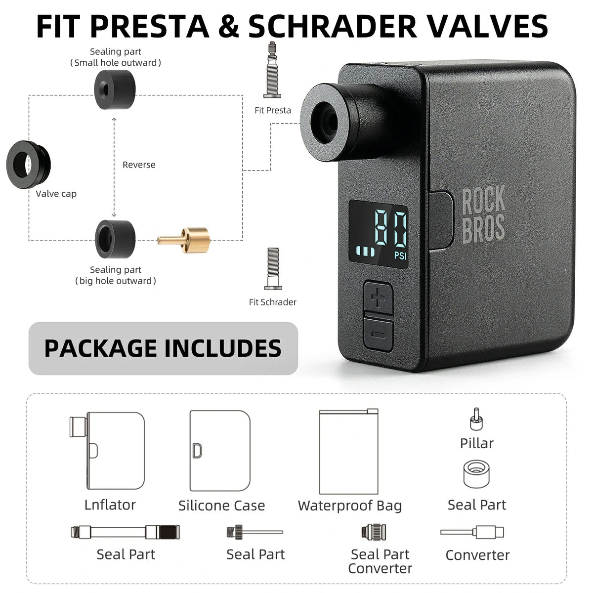 AS1 Pro Mini Electric Air Bike Tire Pump 120PSI