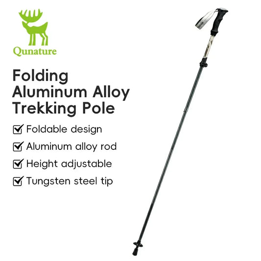 Qunature Foldable Lightweight Aluminum Trekking Pole with Adjustable Height and Grip