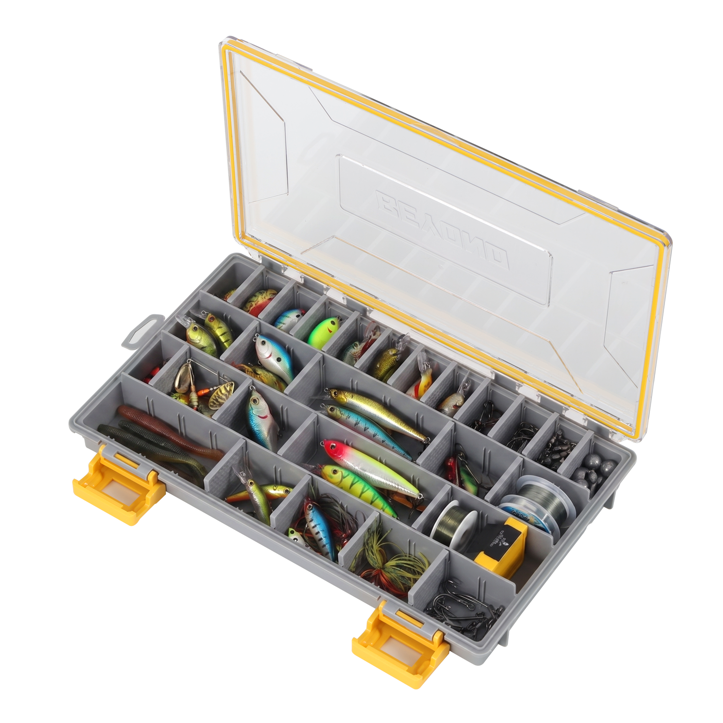 Beyond Fishing DryLock Waterproof Tackle Box, Watertight 3600 & 3700 Tackle Trays with Dual-Latch Seal, Adjustable Removable Dividers & Anti-Rust Desiccant, Lure & Terminal Tackle Organizer