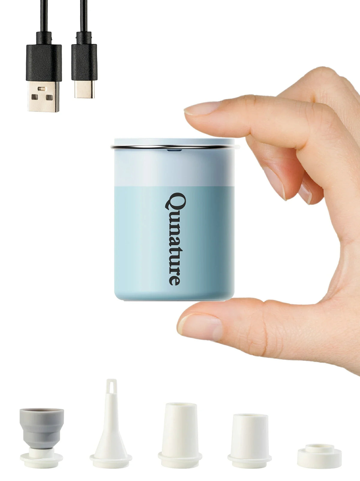 Qunature Mini Electric Pump 1500mAh for Air Bed Mattress,Pool Floats,Swimming Ring,Vacuum Storage Bags