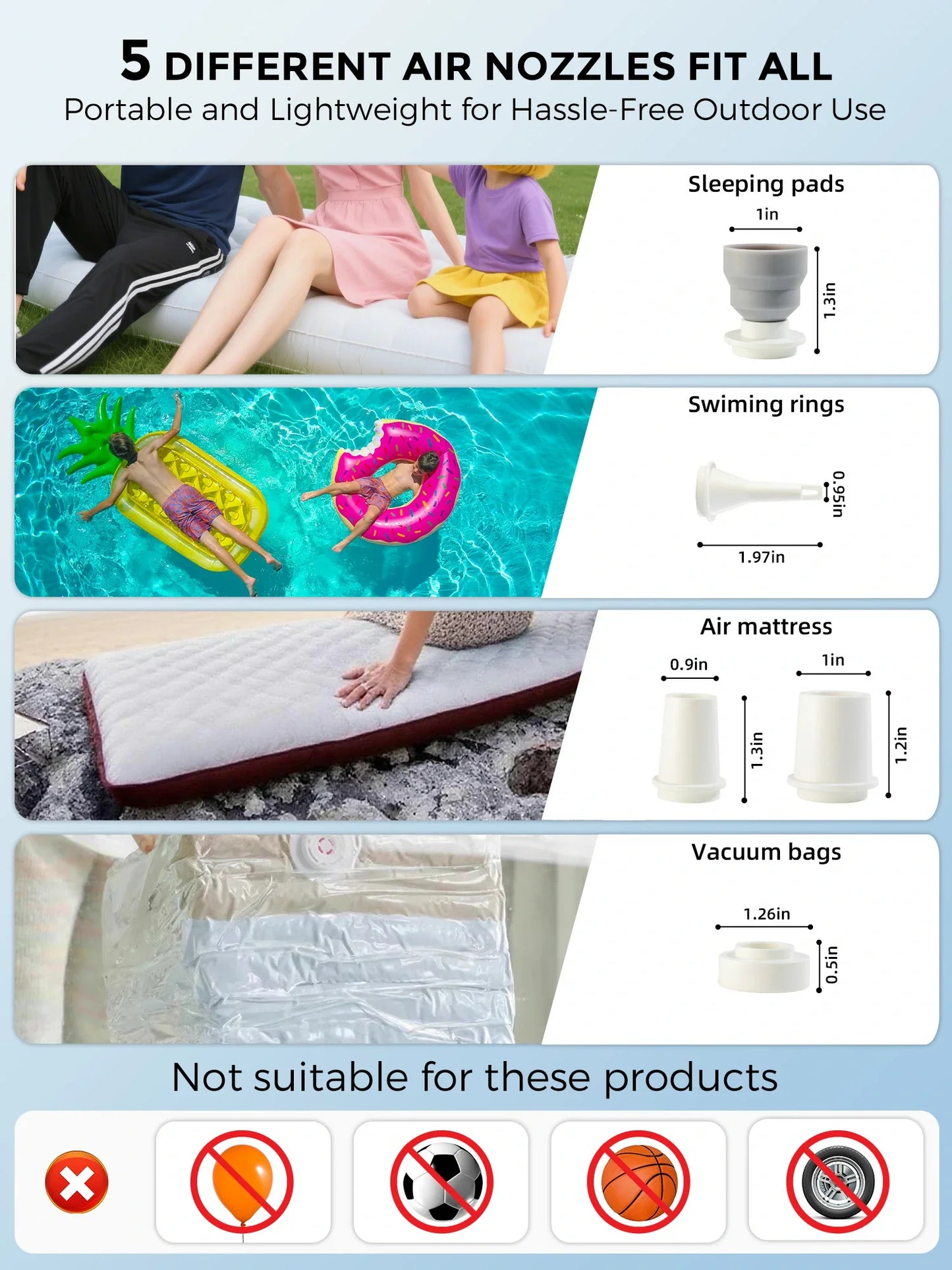 Qunature Mini Electric Pump 1500mAh for Air Bed Mattress,Pool Floats,Swimming Ring,Vacuum Storage Bags