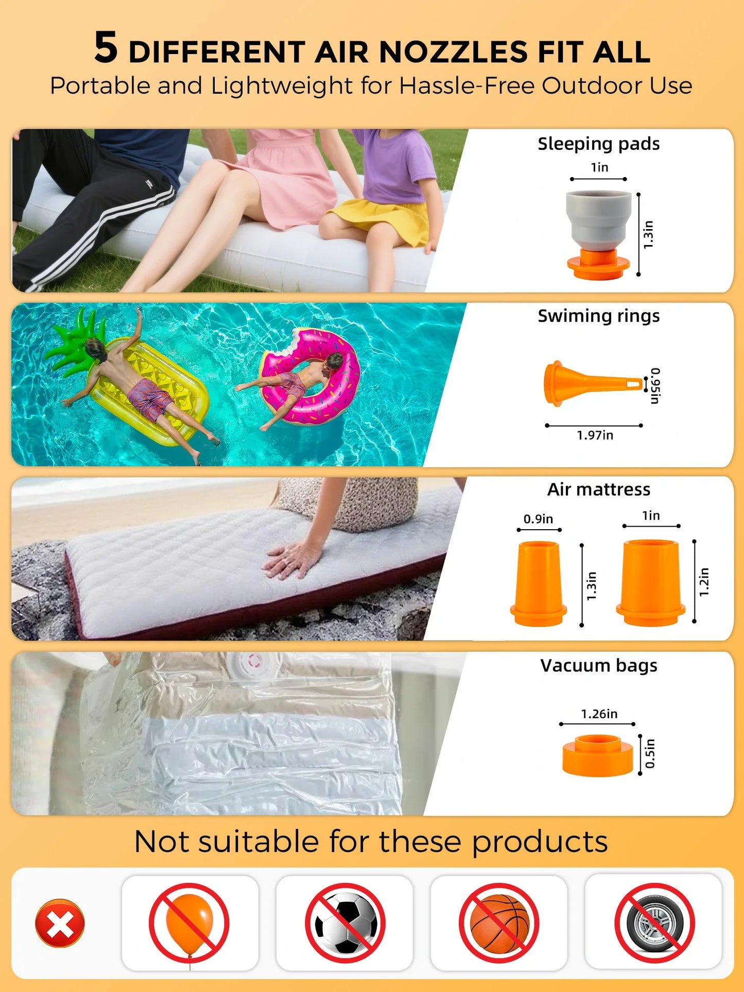 Qunature Mini Electric Pump 1500mAh for Air Bed Mattress,Pool Floats,Swimming Ring,Vacuum Storage Bags