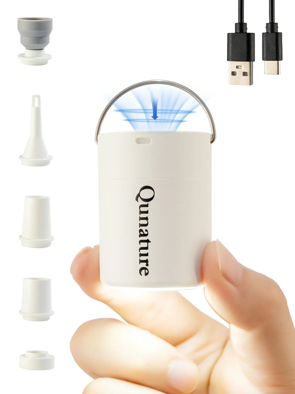 Qunature Mini Electric Pump 1500mAh for Air Bed Mattress,Pool Floats,Swimming Ring,Vacuum Storage Bags