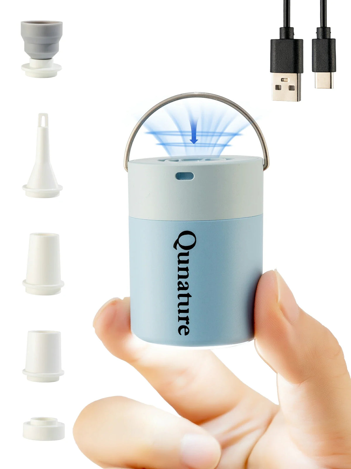 Qunature Mini Electric Pump 1500mAh for Air Bed Mattress,Pool Floats,Swimming Ring,Vacuum Storage Bags