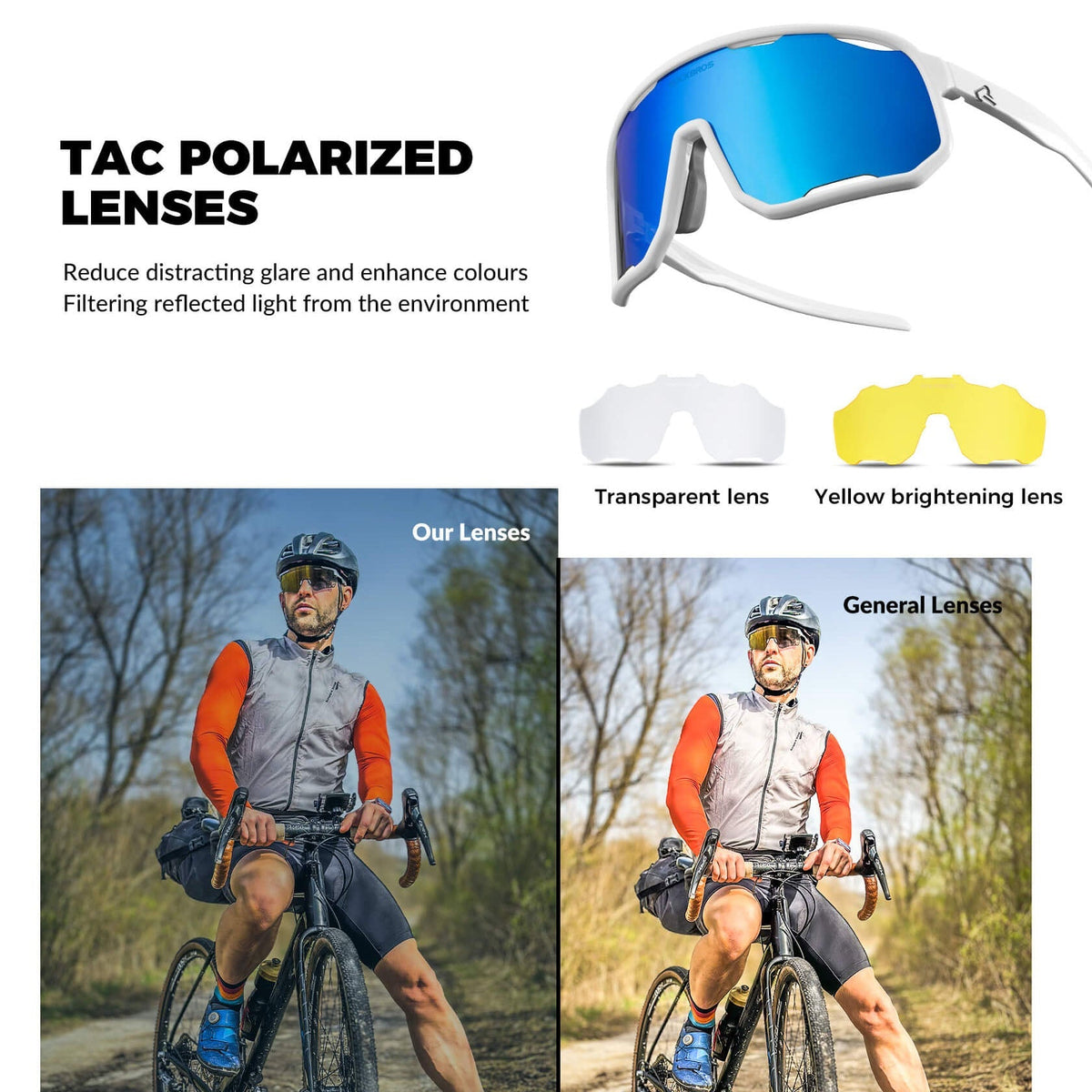 Transparent Windproof Polarized Cycling Glasses