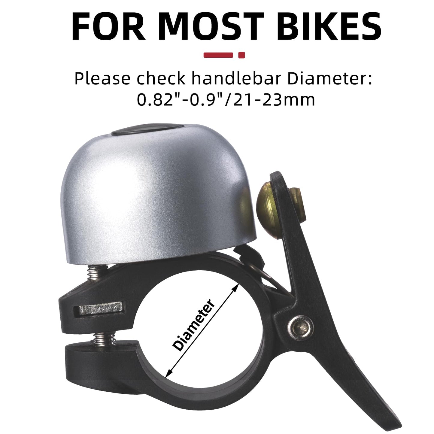 ROCKBROS Copper Alloy Bike Bell, Loud Classic Ring, Fits 21-23mm Handlebars for Adults