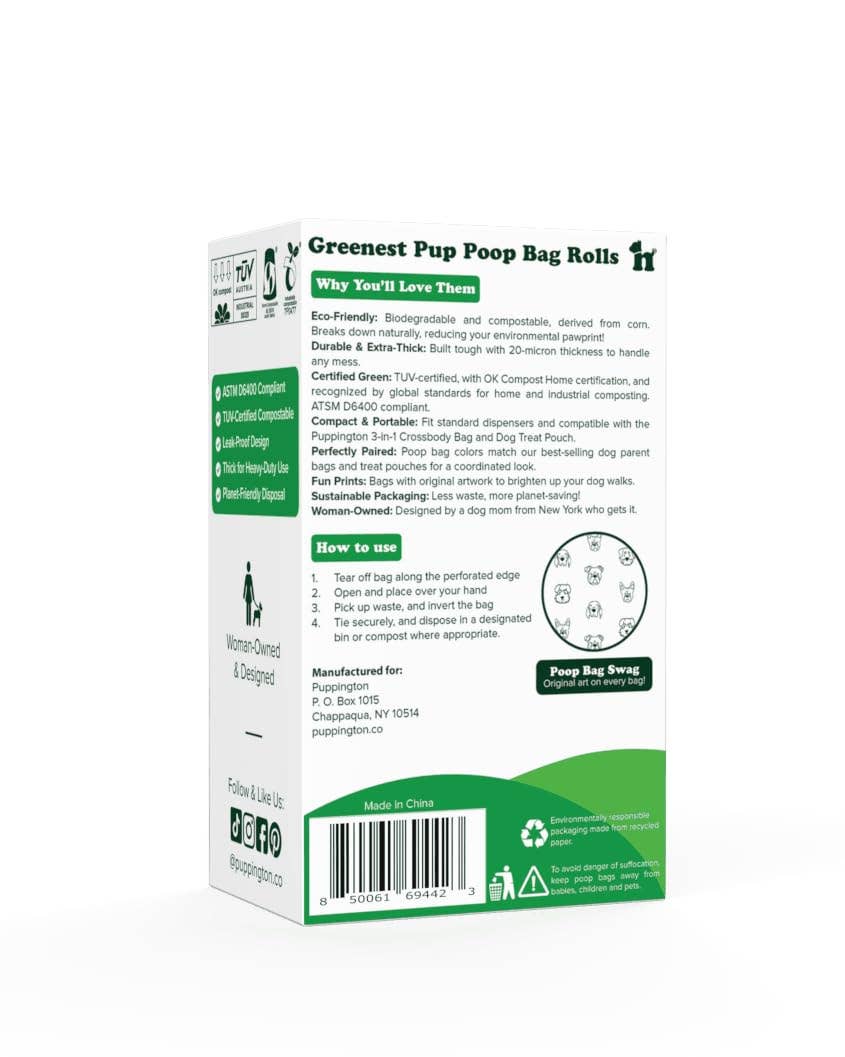 Triple-Certified Compostable Thick Dog Poop Bags