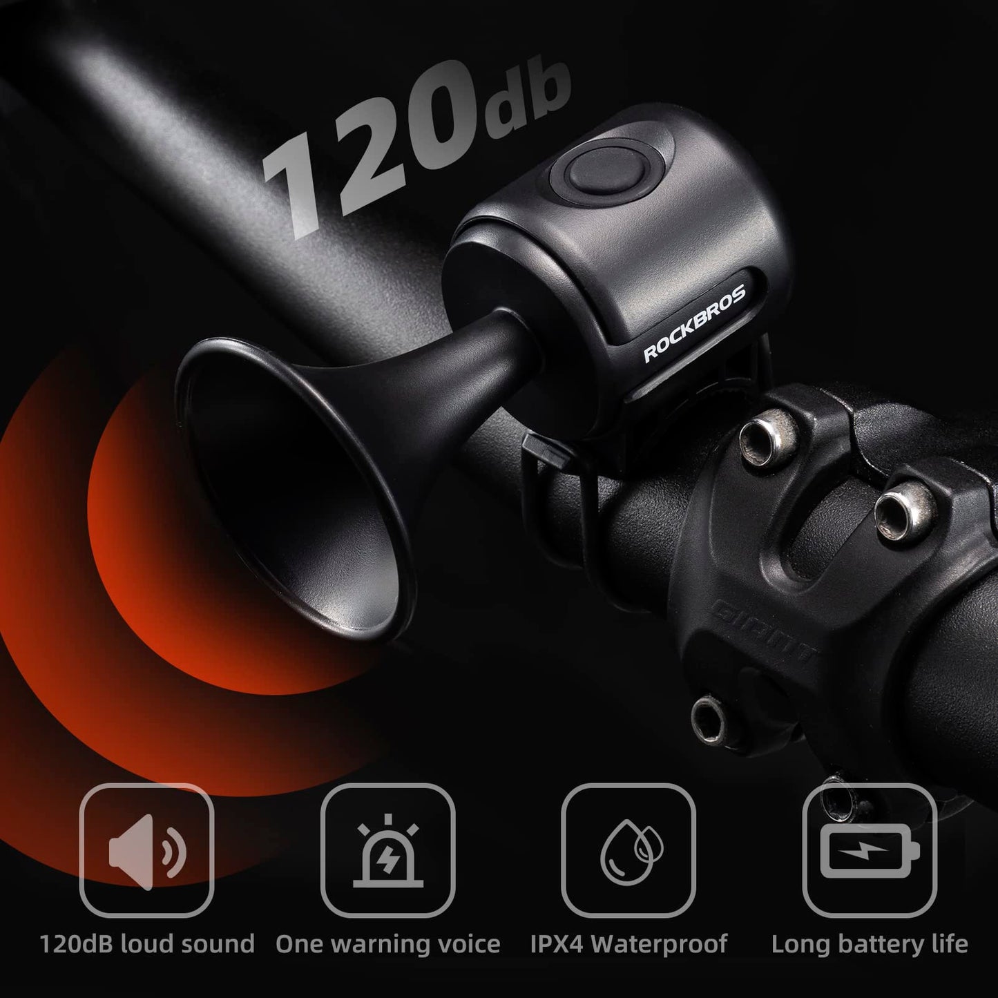 ROCKBROS Bike Bell Electric Bike Horn Waterproof 120dB