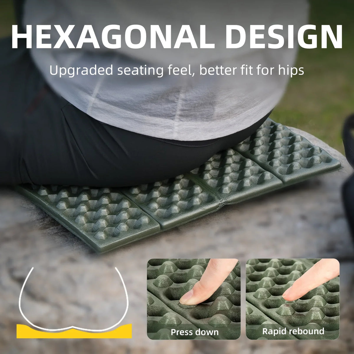 Folding Seat Pad Mat with Foam for Hiking & Camping,  Lightweight & Portable