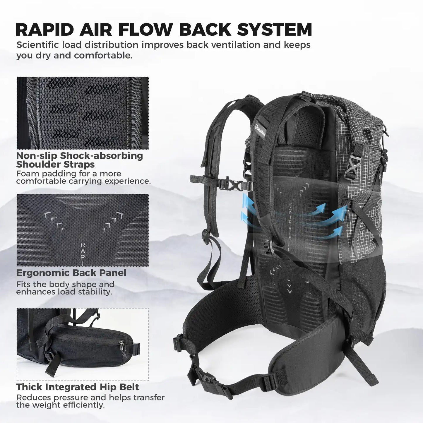 Large-capacity Hiking Backpack, Outdoor Lightweight & Waterproof Daypack, 30-35L