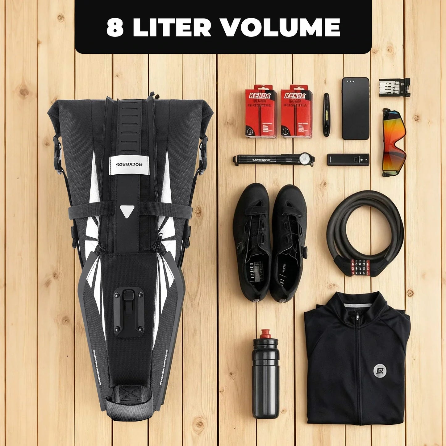 Bicycle Saddle Bag 100% Waterproof 8L